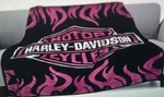 Nwt Super Soft Plush Classic Harley Davidson Queen Mink Blanket, Black & Fuchsia. Fixed Price $47.60.