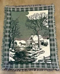 Winter Scene Tapestry Throw Blanket Sleigh Ride By River Mill 48 63 Inches. Fixed Price $18.95.