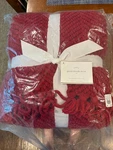 Brand New Pottery Barn Grand Chenille Knit Throw Blanket Fringe 50X70 Burgundy. Fixed Price $105.00.