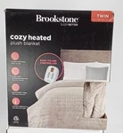 Brookstone Twin Heated Micro Herringbone Blanket Taupe. Fixed Price $49.49.