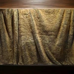 Pottery Barn Faux Fur Ruched Blanket 85" 96" Caramel Ombrey Euc. Fixed Price $180.00.