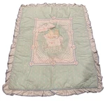 Judi Heirloom Collection Baby Quilt Bunny Carriage Green Stripes Heart Blanket. Fixed Price $27.78.