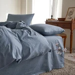 Wake Cloud - Cotton Duvet Cover Set, King Size, Chambray Denim Blue, 100% Was. Fixed Price $61.66.