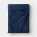 50"X 60" Washed Knitted Throw Blanket Blue - Threshold. Fixed Price $29.40.