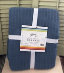 Fiesta Supersoft 100% Cotton Thermal Weave Twin Blanket 90 X 66" Lapis Blue. Fixed Price $55.00.