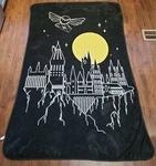 Harry Potter Hedwig Owl Hogwarts Castle Moonrise Plush Blanket Large Throw 54X87. Fixed Price $14.99.