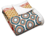 Lush Decor Bohemian Stripe Sherpa Throw Blanket, 50" X 60" Turquoise & Orange. Fixed Price $31.50.