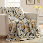 Dada Bedding Soft Lightweight Fleece Throw Blanket, Yellow Fleur Floral Golden. Fixed Price $35.99.