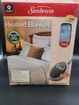 New Sunbeam 84" X 89" Size Queen Fleece Heated Blanket, Light Blue. Fixed Price $69.00.