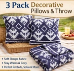 Birch Trails 3 Pieces Decorative Sherpa Pillows Throw Set 60X50" Indoor/outdoor. Fixed Price $28.98.