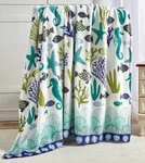 Decor&more Corales Marina Blue Seahorse Oceanic Microplush Throw Blanke. Fixed Price $60.99.