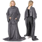 Pavilia Grey Fleece Wearable Blanket With Sleeves For Adults Women Men, Soft .... Fixed Price $34.34.