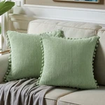 Fancy Homi Pack Of 2 Sage Green Decorative Throw Pillow Covers With Pom-poms,. Fixed Price $18.99.