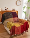 Aivia Boho Throw Blanket, Chenille Jacquard Colorful Bohemian Chair Recliner Fur. Fixed Price $63.88.