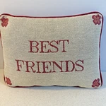 Vtg Best Friends Tapestry Throw Accent Pillow Decorative Flower Red 12" X 9". Fixed Price $12.95.