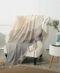 Kensington Garden Whitby 50" X 60" Charming Striped Fringed Knitted Throw - Gray. Fixed Price $11.77.