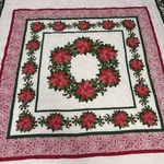 Mainstays Christmas Blanket Throw Poinsettias Holly Quilted 85X62 Red/gr/cream. Fixed Price $25.99.