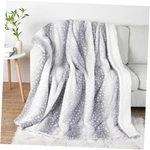 Luxury Faux Fur Blanket Animal Print, Non Shedding THROW(50" 60") Grey. Fixed Price $41.59.