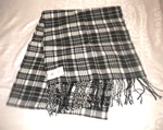 Special Offer Men's Black & White Plaid Acrylic Scarf Fringe Covington BOX26. Fixed Price $8.00.