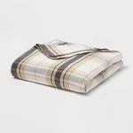 Full/queen Brushed Cotton Blanket Neutral Plaid - Threshold. Fixed Price $18.99.