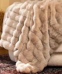 Blunique Faux Rabbit Fur Bubble Throw Reversible Light Brown 50X60 In New Box. Fixed Price $30.57.