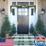 Christmas Outdoor Mat 3X5 Green White Plaid Rug Washable Holiday Decor. Fixed Price $63.16.