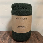 Arhaus Waffle Cotton Throw Blanket Dark Green 50 X60 Nwt 100%. Fixed Price $29.00.