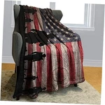 Yisumei American Blanket With Soldiers, Shaggy 60"X80" FLAG#2. Fixed Price $55.66.