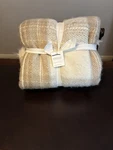 Pottery Barn Stewart Plaid Faux Fur Back Throw Blanket 50 60" Neutral Beige. Fixed Price $109.50.