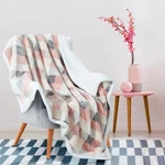 Regal Comfort - Pink And Grey Plaid Flannel Sherpa Throw Blanket 50"X60". Fixed Price $39.95.