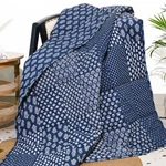 Rajrang Quilted Indigo Blue Patchwork Cotton Throw Blanket Indian Decorative .... Fixed Price $43.27.