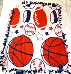 Handmade Fleece Tie Blanket Sports Themed Basketball Football Baseball Hockey. Fixed Price $10.00.