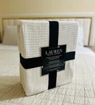 Ralph Lauren 100% Cotton Ringspun Ribbed Knit Queen White Blanket 90 X New. Fixed Price $65.99.