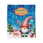 Christmas Gnome Holding Decorated Tree Velveteen Plush Blanket Holiday Throw. Fixed Price $34.99.