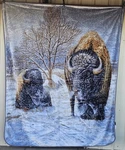 Bison Buffalo Western Heritage Winter Snow Tree Outdoor Queen Size Blanket. Fixed Price $57.32.