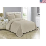 Luxury Oversized Coverlet Embossed Bedspread Set Solid Beige Full/queen C.... Fixed Price $67.19.