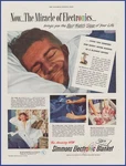 Vintage 1946 Simmons Electronic Blanket Heated Bedding Ephemera 1940'S Print Ad. Fixed Price $12.95.