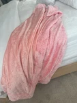 Peachy Pink 60X58 Chenille Velvet Blanket Throw . Hand Made. Fixed Price $95.00.