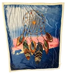 Dream Catcher Throw Blanket Feathers Wolf Background Multicolor Approx 57X45. Fixed Price $26.99.
