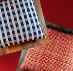 West Elm Pillow 17X Red Blue Ivory Geo Print Canvas Reversible Throw Cushion. Fixed Price $21.00.