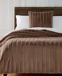 Hotel Collection Channeled Faux Fur Blanket Brown Full/queen. Fixed Price $107.75.