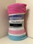 Mainstays Horizontal Stripes Fleece Throw 50IN X 60IN. Fixed Price $15.99.