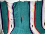 Striped Diamond South West Blanket, Teal, Red, White, Beige Pattern. Fixed Price $15.00.