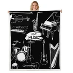 Guitar Music Themed Sherpa Throw Blanket For Sofa Couch - Warm Plus... Fast Ship. Fixed Price $38.99.