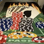 Brisco Casino Themed Royal Flush Spades & Chips Fleece Throw Blanket 60 X 48. Fixed Price $12.00.