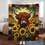 Personalized Highland Cow Quilt Blanket, Cozy Winter Farm Animal Bedding Gift. Fixed Price $48.85.