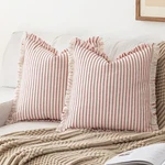 Yeenaasy Throw Pillow Covers 26X26 Set Of Striped Fringe Farmh.... Fixed Price $86.19.