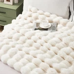 Joniyear Extra Large Soft Fuzzy Bubble Faux Rabbit Fur Bed Blanket Full Size 70. Fixed Price $132.40.