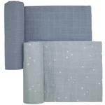 Sticky Toffee Muslin Swaddle Blanket Blue Gray Stars 47X47 Oeko-tex Cotton. Fixed Price $45.39.