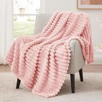 New! Pink Ribbed Shaggy Throw Blanket - 50X60" Soft, Plush & Cozy Home Decor. Fixed Price $11.40.